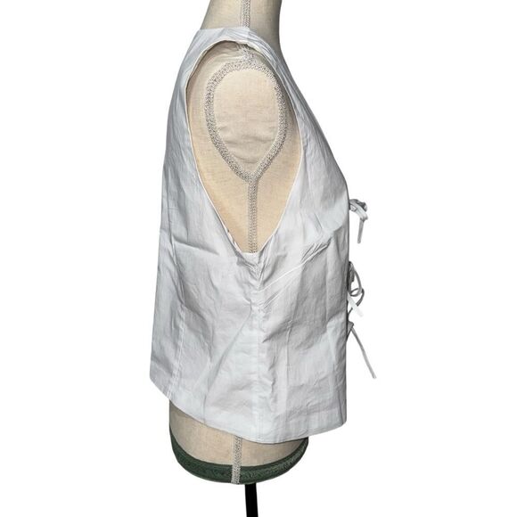 NWT Steve Madden Solid White Tie-Front Sleeveless Camisole V Neck Cotton size L - Picture 9 of 11